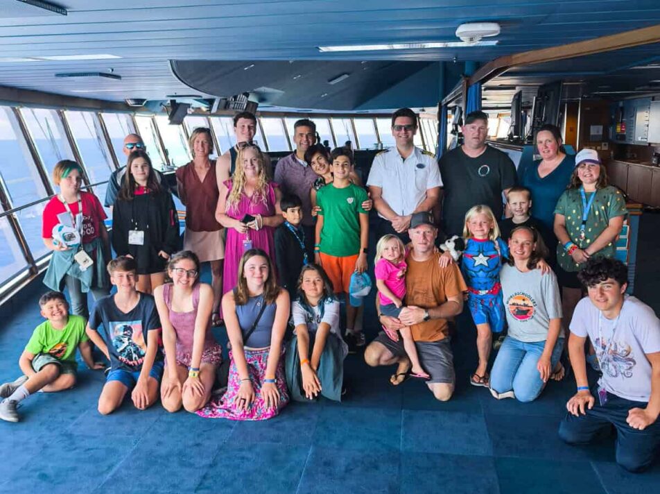 Group of worldschooling families visiting the bridge