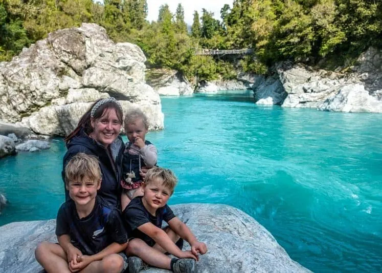 A family at the Blue Pools