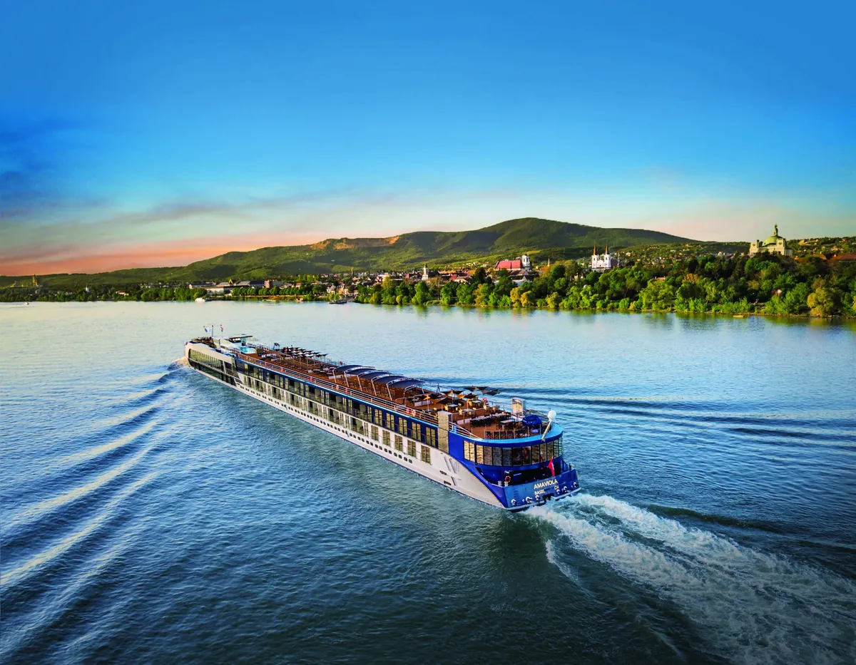 A river cruise ship sailing on the Danube