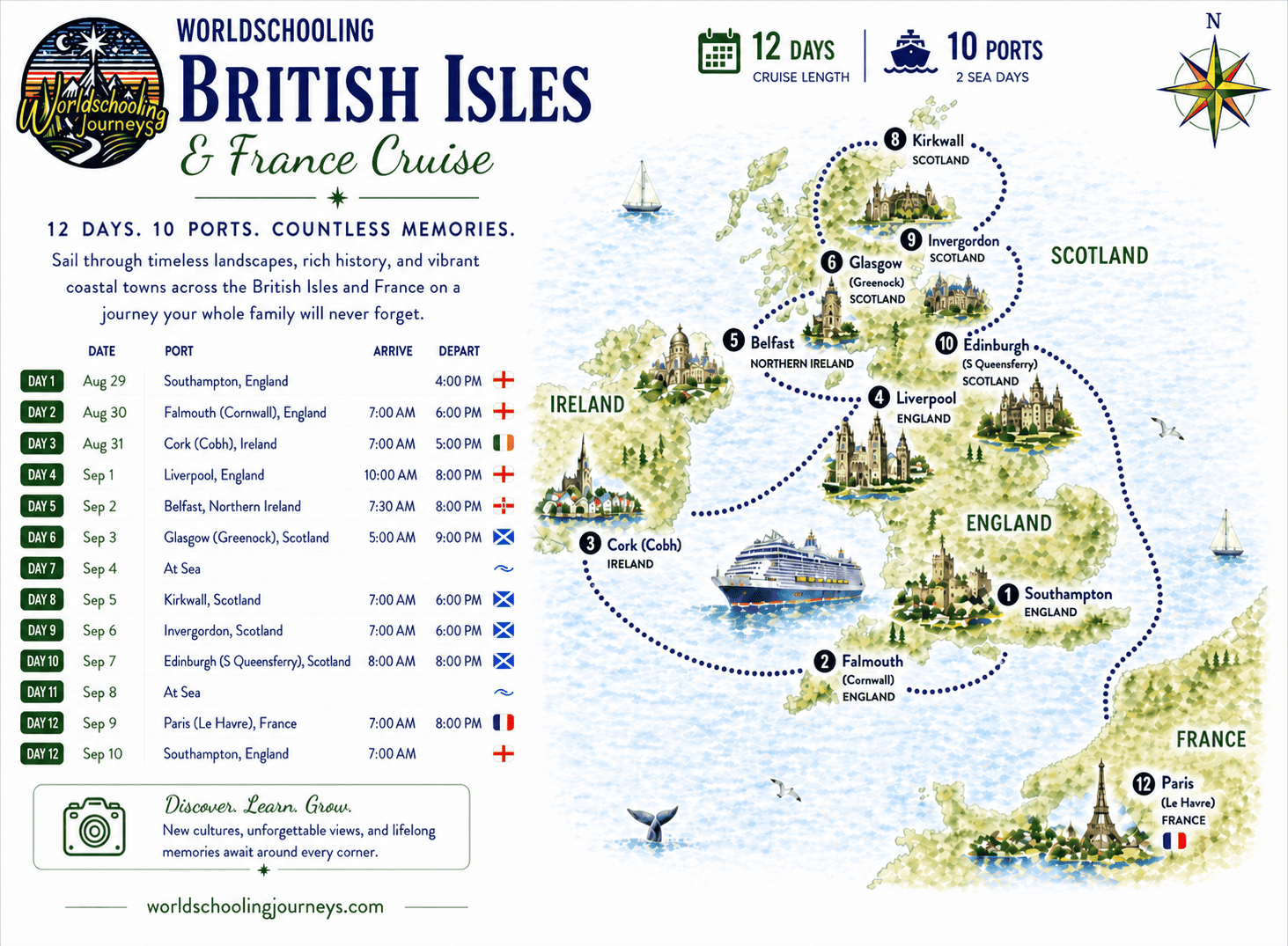 august-british-isles-france cruise map